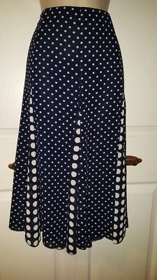 EMMA JAMES Women's Long Navy with White Dots 34" Waist Length  27" - Image 1 of 3
