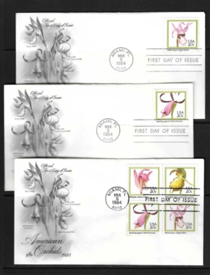 USA  SC # 2076-2079 And 2079a Orchids FDC . Artcraft Cachet - Image 1 of 2