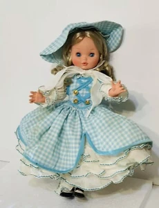 Vintage Furga Vinyl blonde Puppe Original blaues Kleid mit Reifen & Haube - 17", ITALIEN - Bild 1 von 23