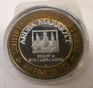 TOKEN DE JUEGO EDICIÓN LIMITADA DE $10 DÓLARES ARUBA MARRIOTT STELLARIS CASINO PLATA FINA .999 - Imagen 1 de 5