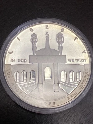 1984-S Olympic Silver Dollar US Mint Commemorative Proof $1 90% w/ Capsule - Image 1 of 4