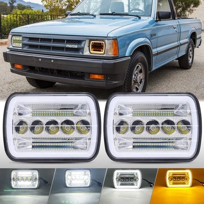 2x 7X6 Faros LED Ámbar Halo DRL Alto/Bajo Para Mazda B2200 84-93 B2600 GLC RX-7 Foto 1 de 4