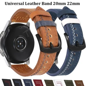 Replacement 20mm 22mm Genuine Leather Smart Watch Band Strap Bracelet Wristband - Picture 1 of 72