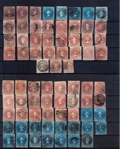 CHILE  1853 / 1866  74  STAMPS  VARIETIES,  COLOR SHADES, CANCELS! - Picture 1 of 1