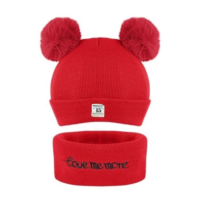 Winter Baby Kids Boy Girls Warm Earflap Hat Toddler Fleece Beanie Cap Scarf Set - Image 1 of 4