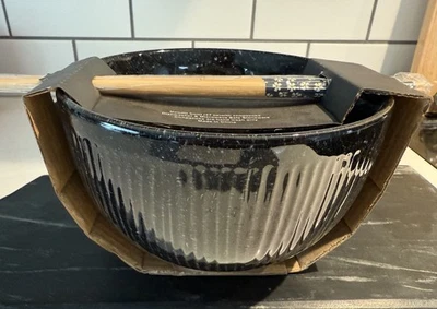 NUEVO Fideos Ramen Signature Housewares 27oz con Palillos Cerámica Negro Foto 1 de 4