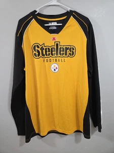 Pittsburgh Steeler NFL Team Apparel Yellow Black Long Sleeve Shirt Large FLAW - Picture 1 of 12
