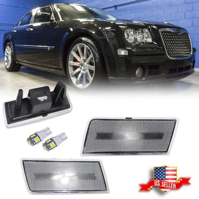 Luces de señalización laterales delanteras con lentes transparentes para Chrysler 300 2005-2010 con lámparas LED blancas Foto 1 de 4