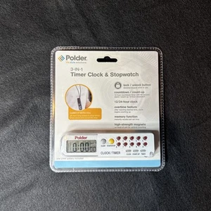 Polder 3-IN-1 Timer Clock & Stopwatch 898-90 Multi Function Tool w/ Lanyard NEW - Picture 1 of 3