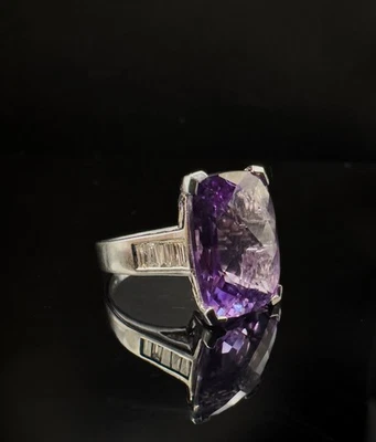 Ring 750 Gold mit Amethyst 10 Karat Solitär Diamantring 18Kt Goldring Größe 55 - Bild 1 von 4