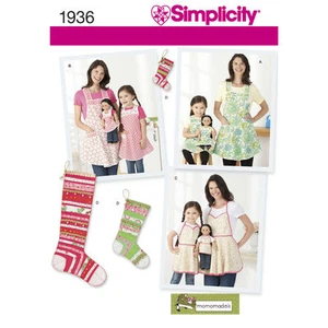 Simplicity SEWING PATTERN 1936 Misses,Child & Doll Aprons & Stocking Decorations - Picture 1 of 3