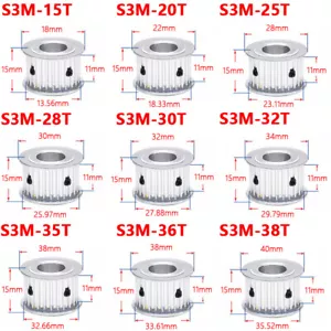 S3M Timing Belt Pulley 15-38Teeth Synchronous Wheel Sprocket For 10mm Width Belt - Picture 1 of 21