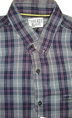 Threads & Heirs Casual Long Sleeve Button-Front Cotton Shirt Purple Size M - Image 1 of 2