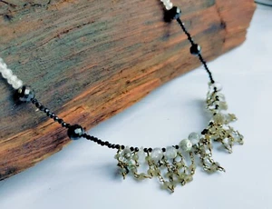 Multi Natural Gemstone Black Spinel , Crystal Drops Necklace 21 Inch Long ,Gift - Picture 1 of 5