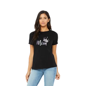 Mama Damen T-Shirt Regenbogen Silber Bedruckt - Bild 1 von 5