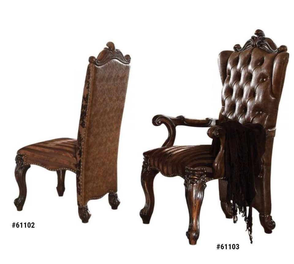 ACME Versailles 2 tonos marrón claro PU tela roble cerezo 49" H brazo/silla lateral  Foto 1 de 1