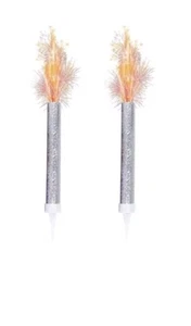 2x Ice Fountain Candle Cake Topper Cake Candles, Cake Topper Decoration - Silver - Picture 1 of 3