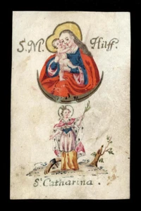 Pergamino miniatura peregrinación HL.MARIA AYUDA. y HL. CATHARINA siglo XVIII - Imagen 1 de 1