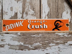 VINTAGE ORANGE CRUSH PORCELAIN SIGN CARBONATED ICE COLD BEVERAGE SODA DRINK POP - Picture 1 of 19