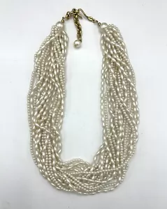 Vintage Napier Faux Fresh Water Pearl twisted Necklace W/Gold-Tone lovely - Picture 1 of 9