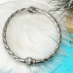Brighton Shimmer Crystal Starter Add a Charm Hinged Bangle Bracelet Silver Plate - Picture 1 of 5