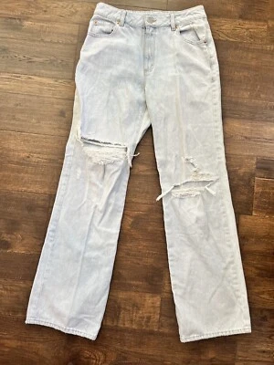 Jeans feminino Garage Droit Annees anos 90 reto lavagem leve 5/27 jeans cintura alta - Imagem 1 de 4