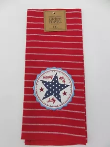 DII~ Embellished Kitchen Towel 18 x 28 inches ~ Happy 4th Star EMBL Dishtowel - Picture 1 of 1
