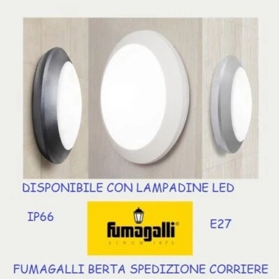 Plafoniera LED Rotonda a parete 1xE27 IP66 Fumagalli Berta Bianco Nero Grigio - Immagine 1 di 4