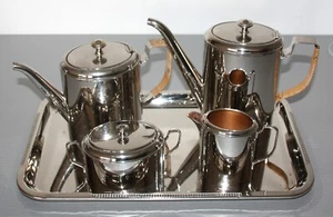 WMF Straußenmarke Kaffeekern (2 Kannen, 1 Zuckerdose, 1 Milchkännchen, Tablett) - Bild 1 von 12