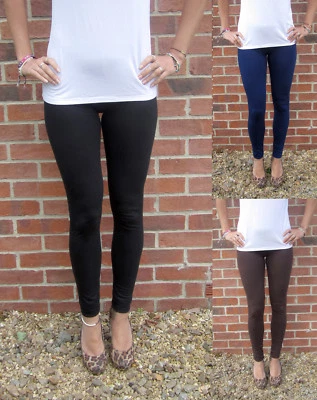 LONG Leggings HIGH WAIST Cotton Black  UK 8 10 12 14 16 18 20 22 24 26 28 Tall - Image 1 of 4