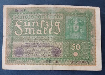 GERMANY - 1919 - 50 MARK - BANKNOTE - NR.329667 - CIRCULATED - Image 1 of 2