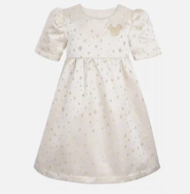 9/10 Disney Minnie Mouse Holiday Girls' Satin Dress Gold Thread  - Image 1 of 4
