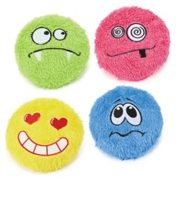 Disco de felpa emoji juguete para perro volante difuso chirrido rosa amarillo verde azul o conjunto completo - Imagen 1 de 63