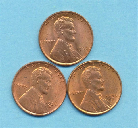 1937 PDS BU Lincoln Cents  FREE SHIP Cover