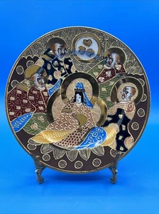 Vtg Satsuma Gold Porcelain Plate, Empress & Advisors-Made in Japan Hand Painted - Picture 1 of 10