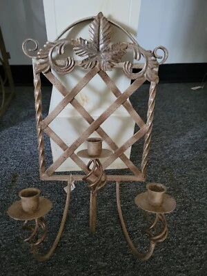 Aplique de pared de hierro Toscana para 3 velas. Diseño Original Viejo Mundo NUEVO Foto 1 de 4