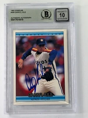 DARRYL KILE AUTO BECKETT AUTHENTICATED 1992 DONRUSS HOUSTON ASTROS AUTO 10 - Image 1 of 2