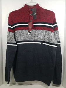CHAPS Men's Button Mock Neck Sweater Red Twist Size Medium New with Tags (ARW) - Picture 1 of 8