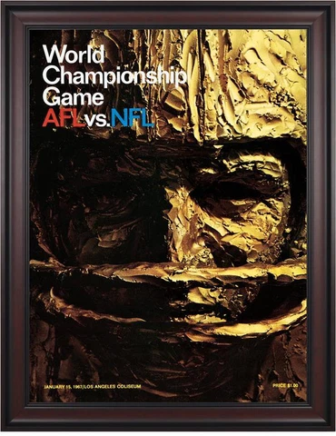 1967 Packers vs Chiefs Framed 36" x 48" Canvas Super Bowl I Program Cover