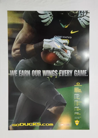 2009 Oregon DUCKS Football "Earn Our Wings" POSTER Team Schedule     22 x 32 Cover