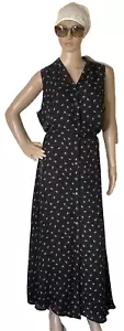 Ralph Lauren 100% Silk Maxi Navy Sleeveless Nautical Summer Dress Size 16 - Picture 1 of 13