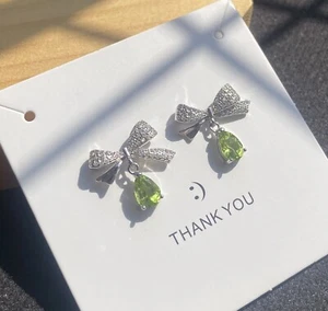 925 Silber Handarbeit natürliche grüne Peridot Edelstein Ohrringe Heilung - Bild 1 von 6