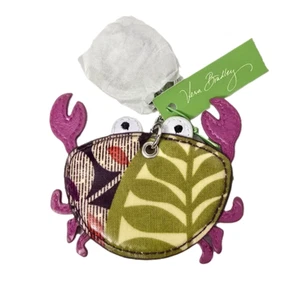 Vera Bradley Key Ring Seaside Crab Plum Crazy Chain Fob Clip Purple Green NEW - Picture 1 of 2