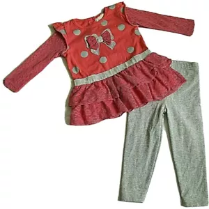 Little Lass 24 Monate Spitze Rüschen Rosa Lachs Kleid Tunika Garanimals Legging Set - Bild 1 von 5