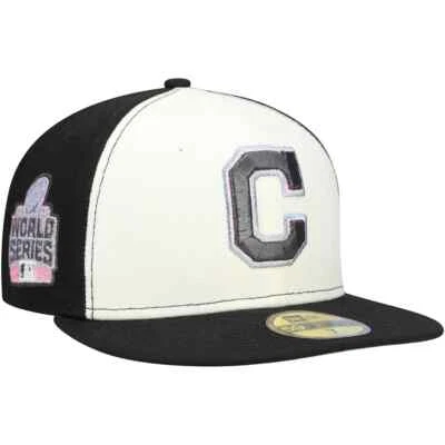 New Era Cleveland Guardians World Series Patch 59fifty 5950 Pink UV 7 7/8 Hat - Image 1 of 4