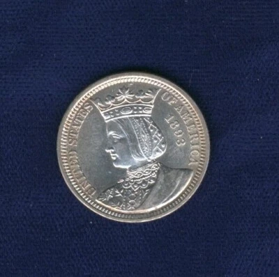 U.S. 1893 ISABELLA QUARTER-DOLLAR SILVER COIN, BRILLIANT AND UNCIRCULATED - Image 1 of 4