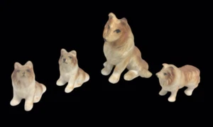 Miniature Porcelain Collie Dog Family Figurines 4 Canine Pups Smooth Matte - Imagen 1 de 10