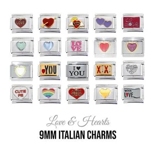 Love and Hearts 9 mm italienischer Charm - passt zu klassischen italienischen Charm-Armbändern - Bild 1 von 4