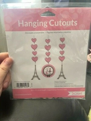 Party Paris France Eiffel Tower Theme Birthday Party Decoration Hanging Cutouts - Image 1 of 2