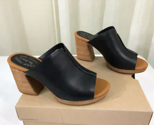 Neu im Karton Kork-Ease Harlin Slide Mittelnaht Leder Blockabsatz Sandale US 10 schwarz - Bild 1 von 24